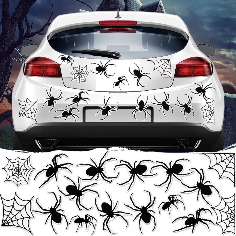16 Pcs Halloween Spider Car Magnets Automotive Spider Web Magnet Stickers Spider